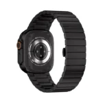 KW4024 black link watch band with butterfly clasp, rear view on a display watch