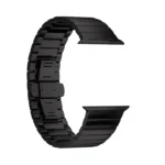 KW4024 black link watch band with butterfly clasp, band-only angled view