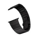 KW4024 black link watch band with butterfly clasp, band-only side view