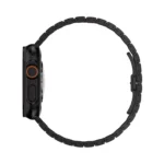 KW4024 black link watch band with butterfly clasp, side profile on a display watch