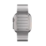 KW4024 Natural link watch band with butterfly clasp, clasp view on a display watch