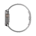 KW4024 Natural link watch band with butterfly clasp, side profile on a display watch