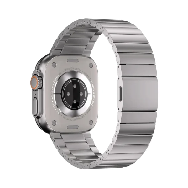 KW4024 Natural link watch band with magnetic clasp, rear view on a display watch
