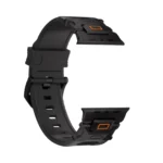 KW6004 Black FKM and titanium watch band, Black Titanium hardware color, band-only view showing the open connector ends