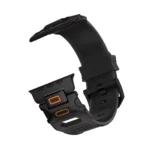 KW6004 Black FKM and titanium watch band, Black Titanium hardware color, band-only rear angled view