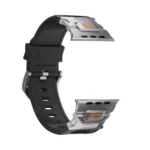 KW6004 Black FKM and titanium watch band, Natural hardware color, band-only view showing the open connector ends