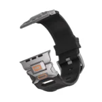 KW6004 Black FKM and titanium watch band, Natural hardware color, band-only rear angled view
