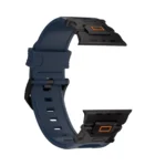 KW6004 Blue FKM and titanium watch band, Black Titanium hardware color, band-only view showing the open connector ends