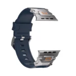 KW6004 Blue FKM and titanium watch band, Natural hardware color, band-only view showing the open connector ends