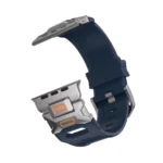 KW6004 Blue FKM and titanium watch band, Natural hardware color, band-only rear angled view