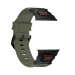 KW6004 Green FKM and titanium watch band, Black Titanium hardware color, band-only view showing the open connector ends