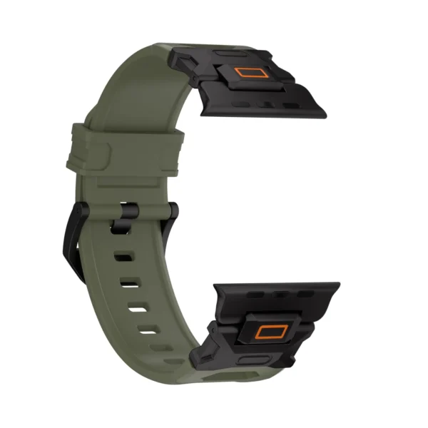 KW6004 Green FKM and titanium watch band, Black Titanium hardware color, band-only view showing the open connector ends