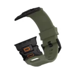 KW6004 Green FKM and titanium watch band, Black Titanium hardware color, band-only rear angled view