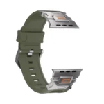 KW6004 Green FKM and titanium watch band, Natural hardware color, band-only view showing the open connector ends