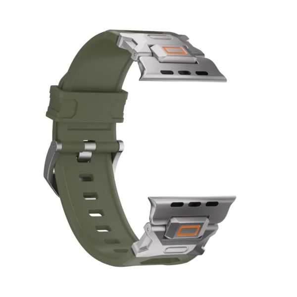KW6004 Green FKM and titanium watch band, Natural hardware color, band-only view showing the open connector ends