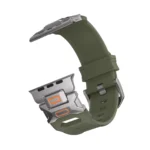 KW6004 Green FKM and titanium watch band, Natural hardware color, band-only rear angled view