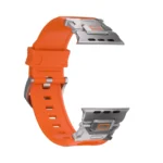 KW6004 Orange FKM and titanium watch band, Natural hardware color, band-only view showing the open connector ends
