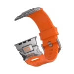 KW6004 Orange FKM and titanium watch band, Natural hardware color, band-only rear angled view
