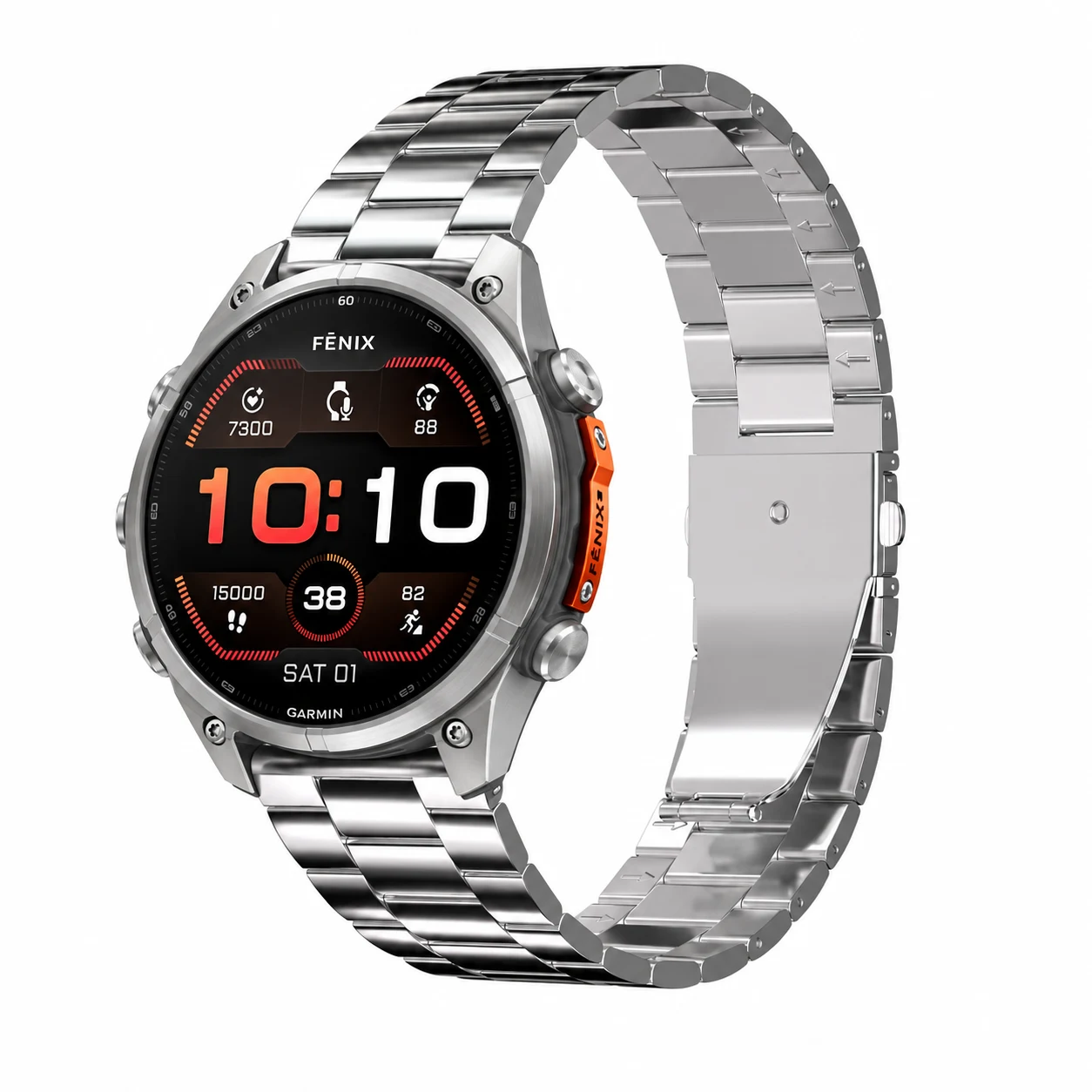 Garmin fēnix 9 Pro 47 mm concept illustration with Keepwin KW2920 Silver stainless steel band