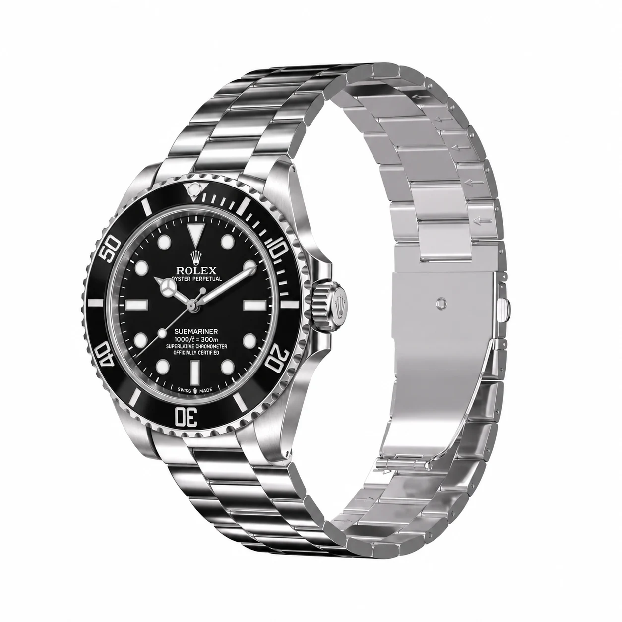 Rolex Submariner Black concept illustration with Keepwin KW2920 Silver stainless steel band