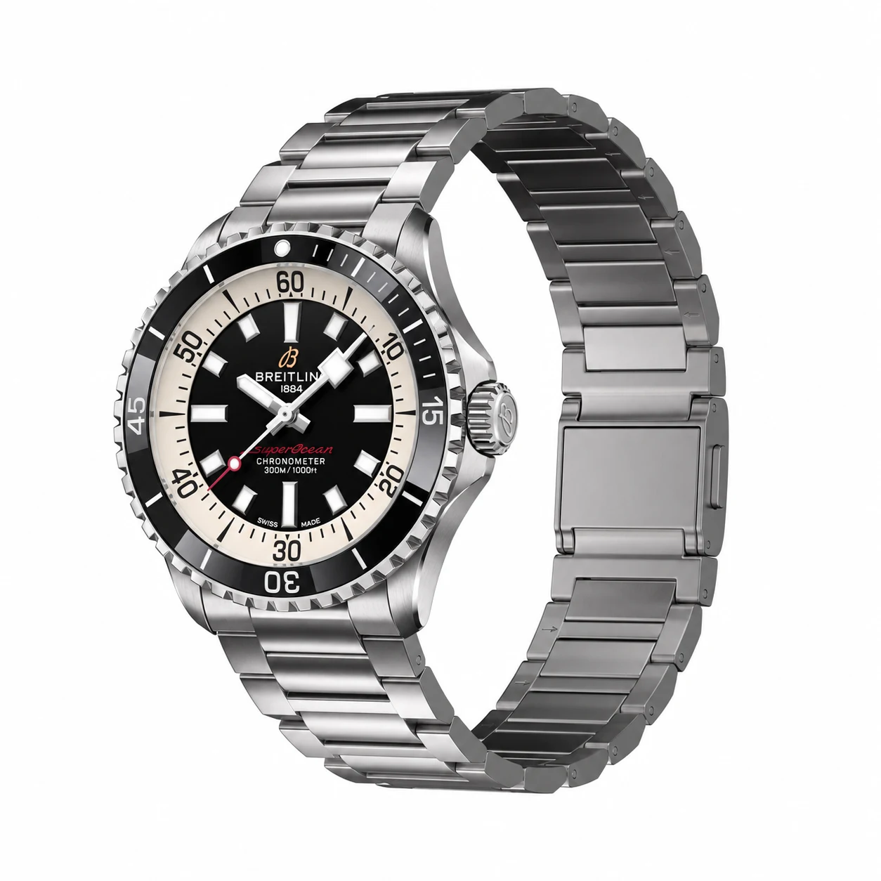 Breitling Superocean 42 concept illustration with Keepwin KW4034 Natural pure titanium band