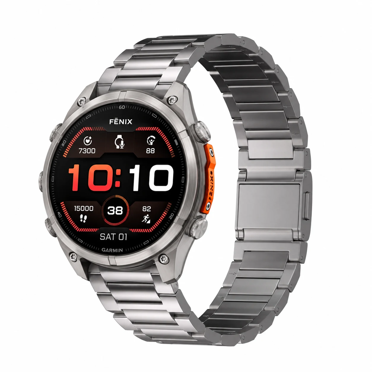 Garmin fēnix 9 Pro 47 Titanium concept illustration with Keepwin KW4034 Natural pure titanium band