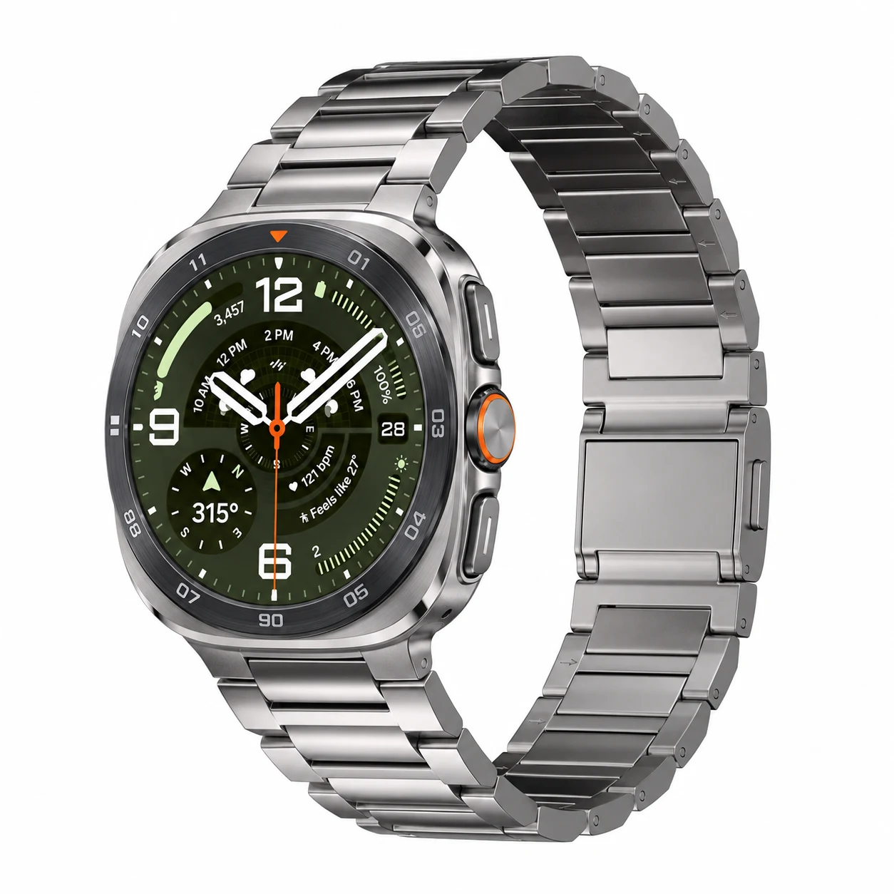 Samsung Galaxy Watch Ultra 2 concept illustration with Keepwin KW4034 Natural pure titanium band