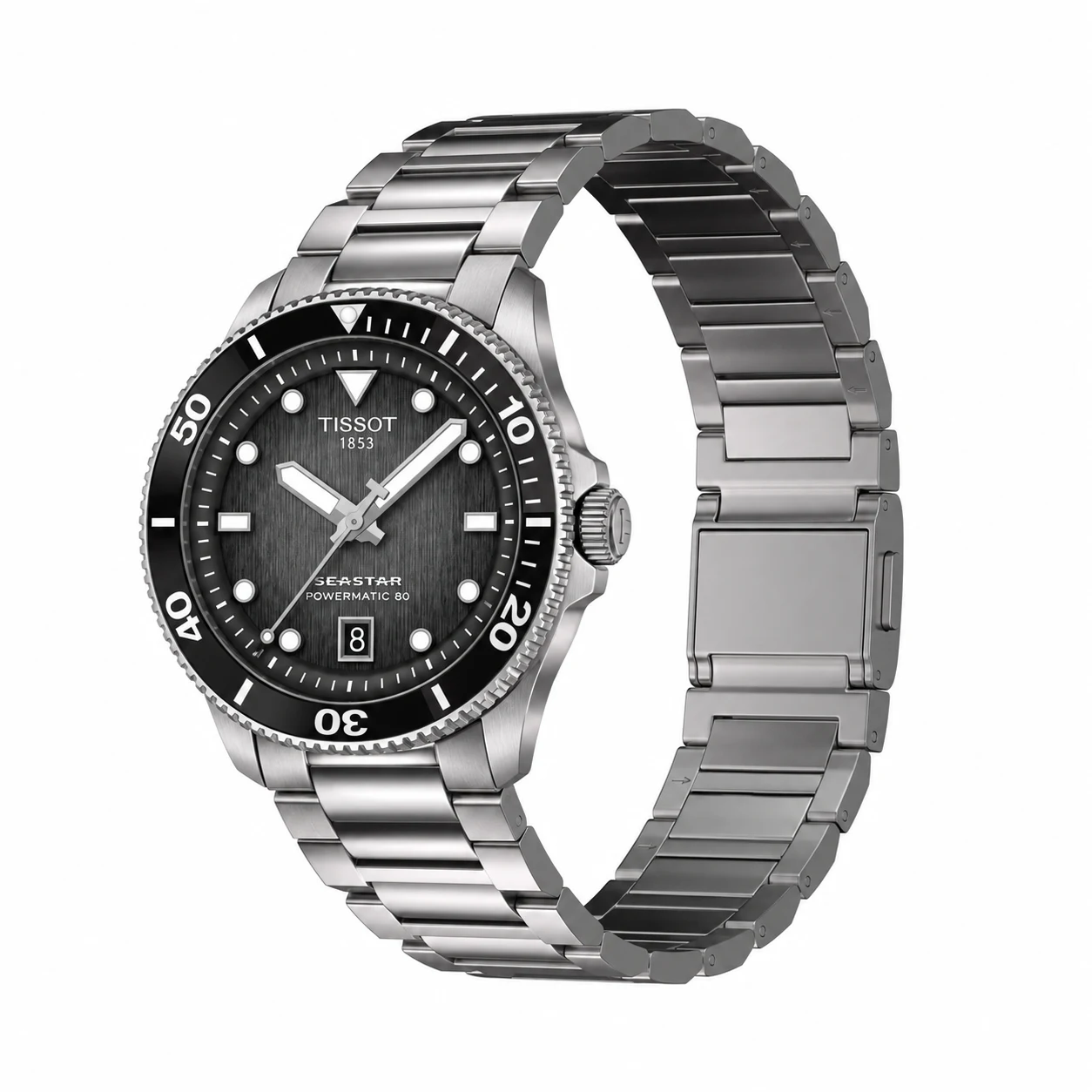 Tissot Seastar 1000 40 Powermatic 80 concept illustration with Keepwin KW4034 Natural pure titanium band