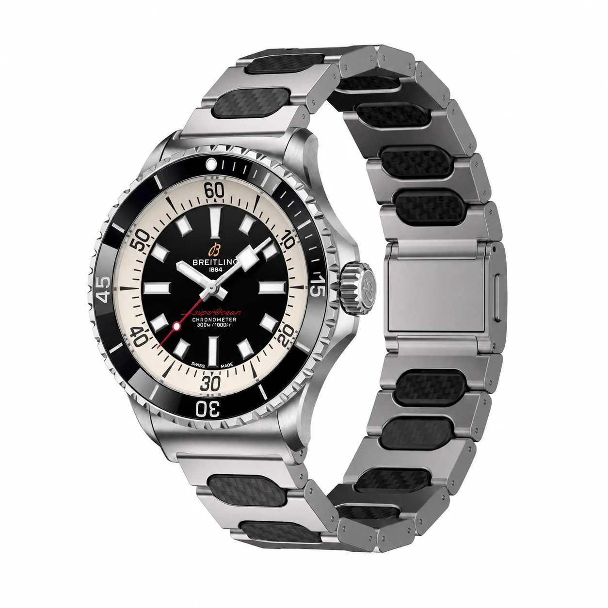 Breitling Superocean 42 concept illustration with Keepwin McLaren Titanium + Carbon Fiber band