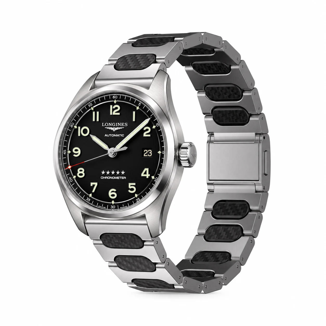 Longines Spirit 40 concept illustration with Keepwin McLaren Titanium + Carbon Fiber band
