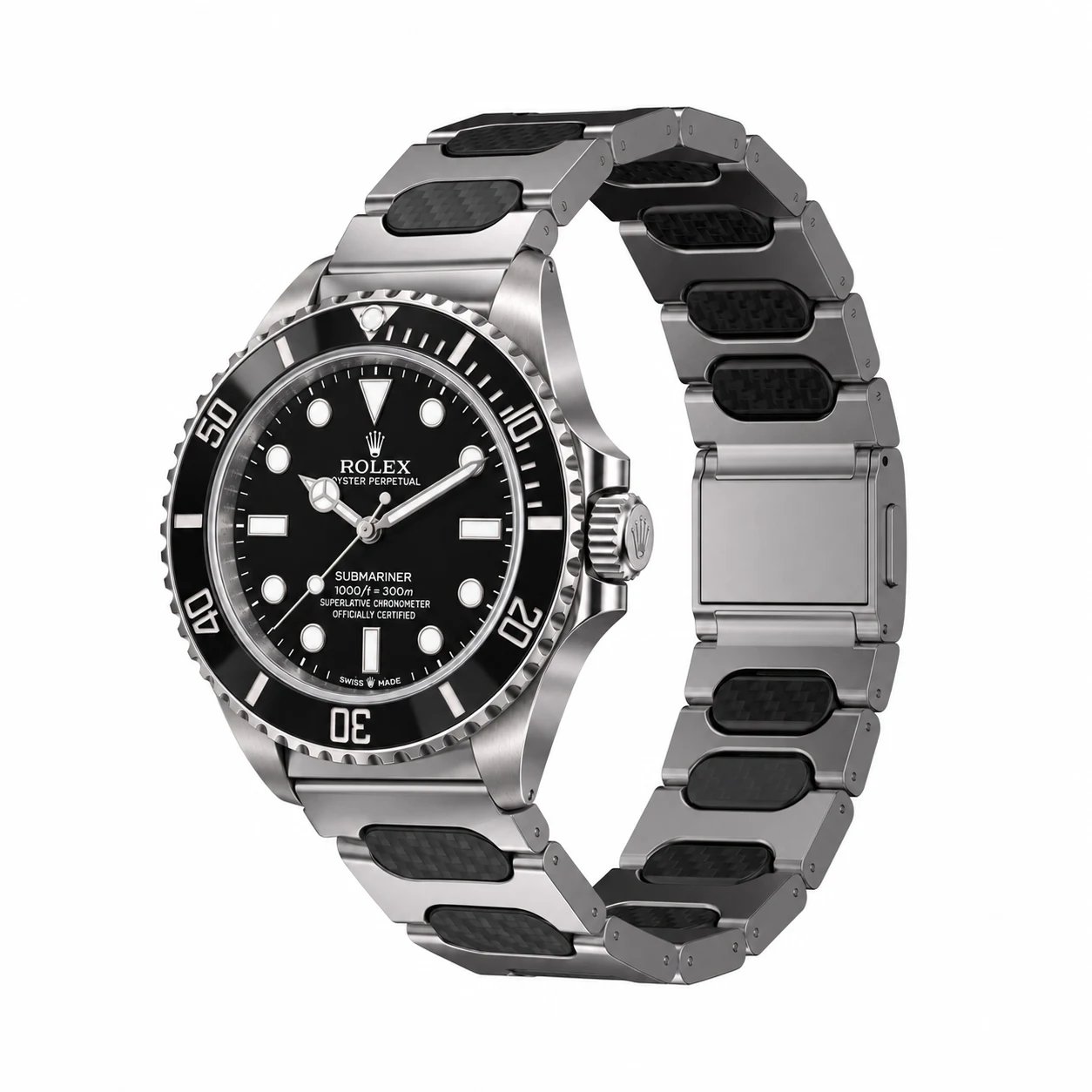 Rolex Submariner concept illustration with Keepwin McLaren Titanium + Carbon Fiber band