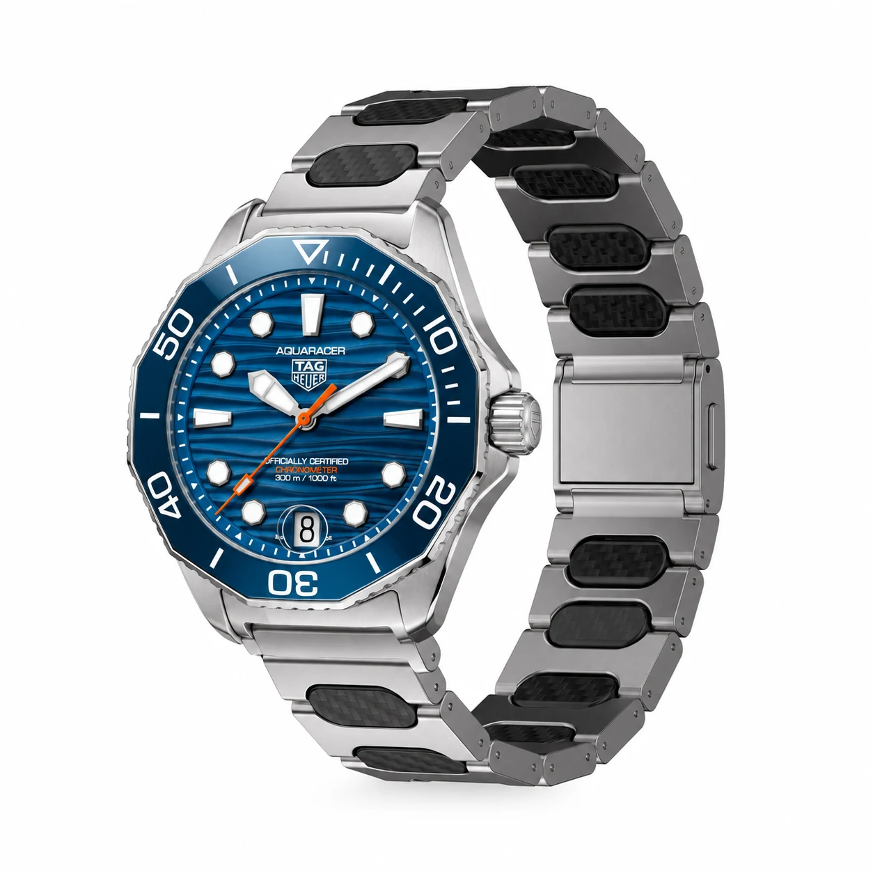TAG Heuer Aquaracer 42 concept illustration with Keepwin McLaren Titanium + Carbon Fiber band