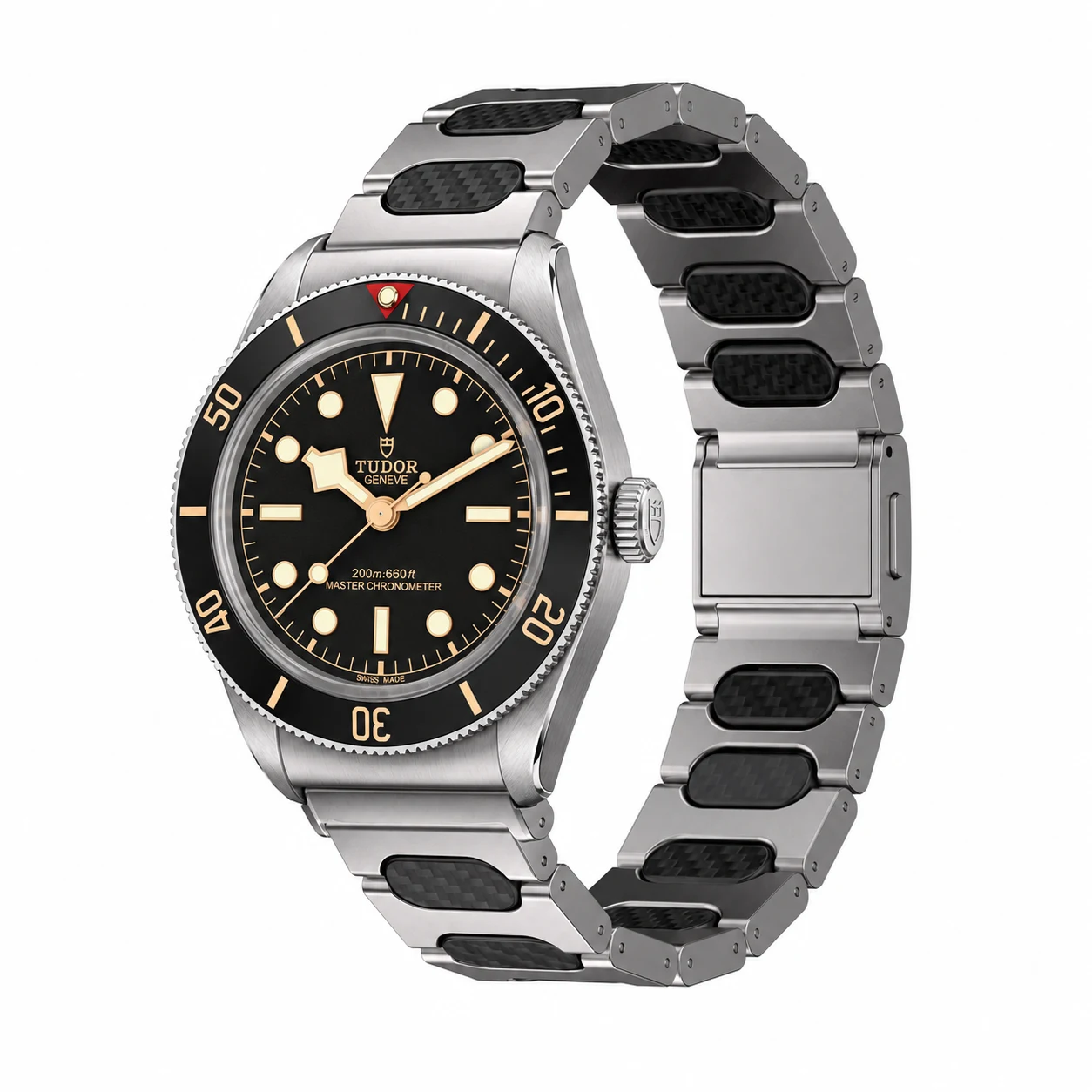 Tudor Black Bay 58 concept illustration with Keepwin McLaren Titanium + Carbon Fiber band